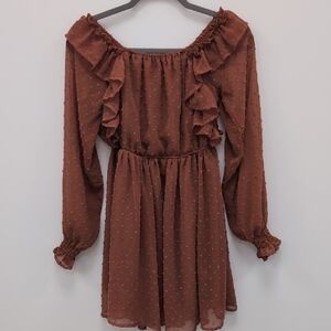 Burnt Orange Ruffle Dress